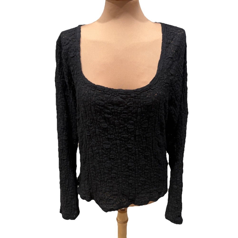 Old Navy Black Textured Lace Stretch Top Size XL Scoopβ Whimsigoth Fairy Grunge